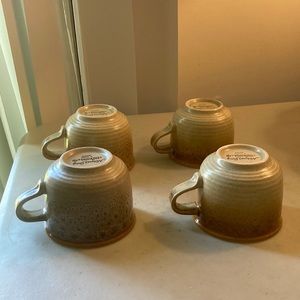 Mikasa vintage brown stoneware cups, set of 4, C1050 Japan “Natures Song”